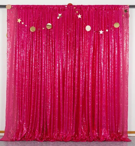 Miniatura 23 de ShinyBeauty Cortinas de Lentejuelas 2 Paneles 2ftx8ft Wine Telón de Fondo con Brillantina para Videos de YouTube Cortinas de Lentejuelas Borgoña