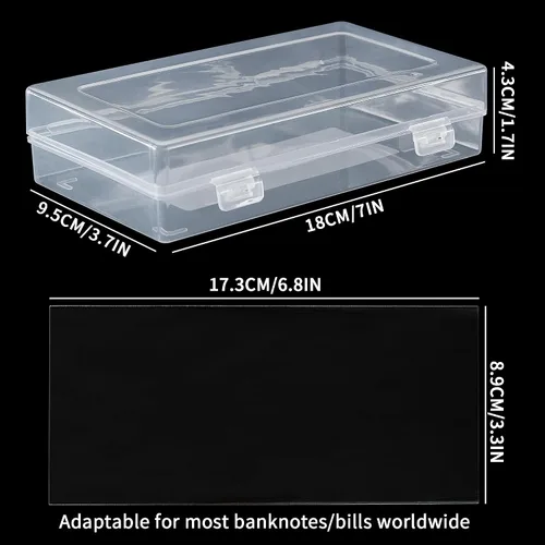 Miniatura 2 de 100 piezas de fundas para monedas - Portadólares transparentes con caja de almacenamiento, protector de billetes para colección de billetes