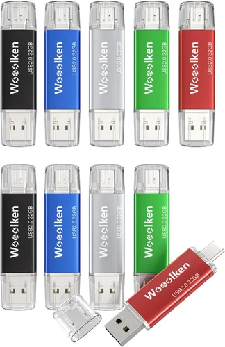 Miniatura 12 de Unidad flash USB C de 8 GB, paquete de 10 unidades flash Wooolken tipo C + USB 2.0 Thumb Drive OTG Memory Stick compatible con iPhone 16/15