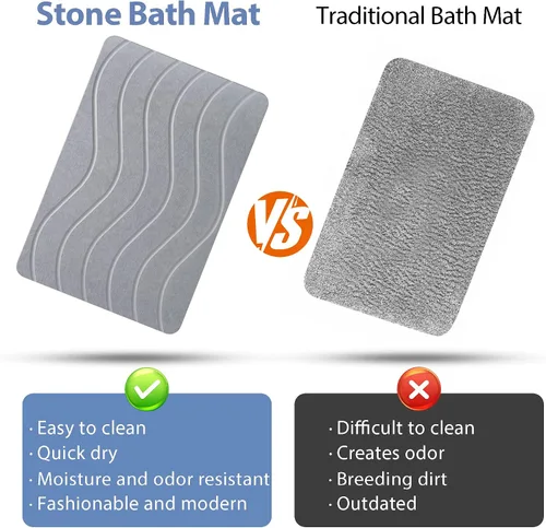 Miniatura 6 de Tapete de baño de piedra absorbente, tapete de ducha de tierra de diatomeas, tapete antideslizante de piedra de diatomita absorbente de agua