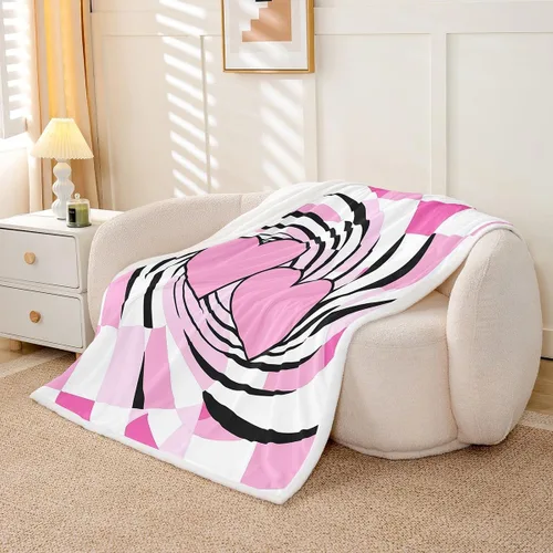 Miniatura 4 de Couple Love Throw Blanket,Cartoon Pink Hearts Bed Plush Blanket for Living Room Decor,Vomantic Valentine Pink Couch Bed Sofa Soft Cozy Kids Adults