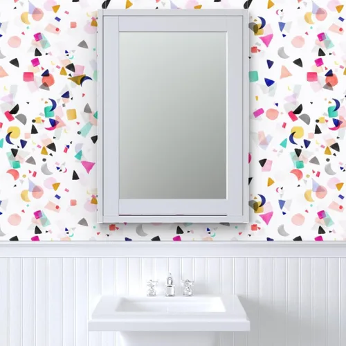 Miniatura 9 de Despegar y pegar papel tapiz Swatch - Confeti Fiesta Cumpleaños Formas Coloridas Acuarela Abstracto Geométrico Lindo Mod Papel pintado personalizado
