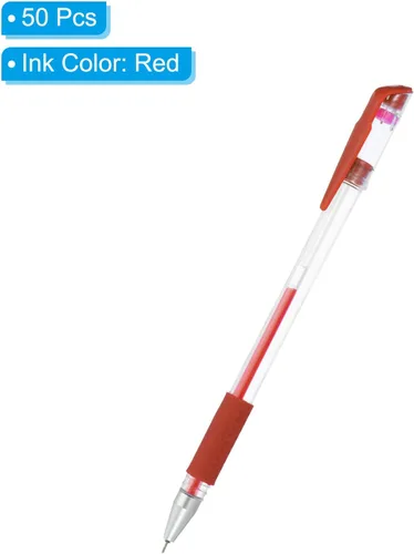 Miniatura 3 de PATIKIL Bolígrafos de gel rojos, 50 varillas transparentes de punta fina con agarre suave rojo, bola de rodillo de 0.020 in, bolígrafos de tinta