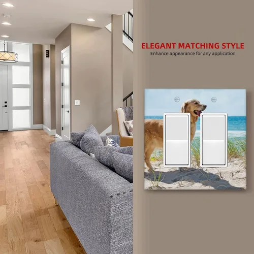 Miniatura 7 de Cubierta para interruptor de luz personalizable Personaliza la tuya propia, placa de pared doble basculante con imagen, logotipo, texto, 2 vías