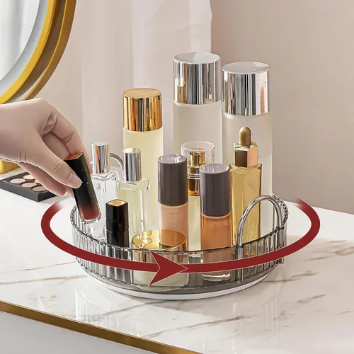Miniatura 7 de INVSSENE - Organizador de maquillaje giratorio de 360°, soporte giratorio para baño, estante de almacenamiento para cosméticos de gran capacidad, se