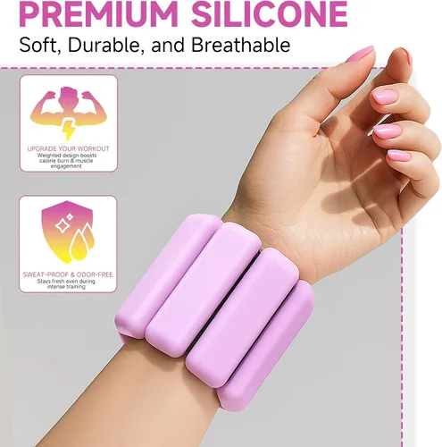 Miniatura 3 de Brazaletes con peso para muñecas y tobillos para mujeres (juego de 2) Pesas de entrenamiento para yoga, pilates y caminar Pesas de piernas