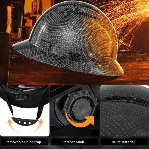 Miniatura 4 de ProtectX - Cascos de construcción de ala completa, ventilados, aprobados por la OSHA, con suspensión de 6 puntos, Cascos de construcción Nido