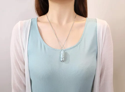 Miniatura 3 de XIANNVXI Collar con colgante de luna creciente envuelta en alambre con forma de árbol de la vida Collar con piedras de cristal curativo de reiki