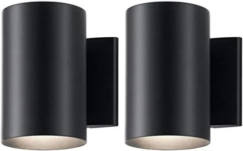 Miniatura 11 de Kichler Cylinders - Aplique de pared para exteriores de 12 pulgadas en negro, lámpara de pared exterior de 2 luces, accesorio cilíndrico