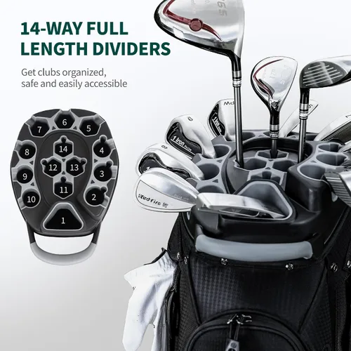 Miniatura 3 de Silent - Bolsa de golf para carrito de golf, bolsa de golf moldeada con separadores de longitud completa de 14 vías, bolsa de bolsillo refrigerante