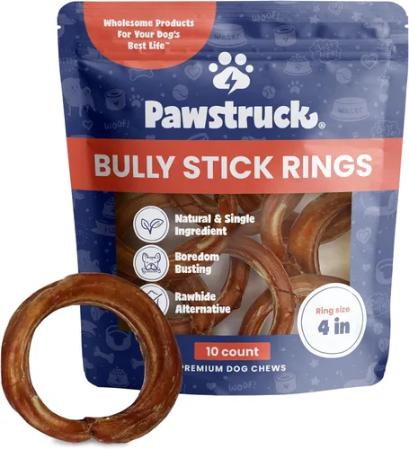 Miniatura 11 de Pawstruck Anillos de palo de carne 100% naturales de 4" para perros - Sin cuero crudo, 100% carne de res, masticables dentales de un solo