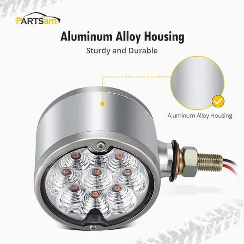 Miniatura 2 de Partsam 2 luces LED de señal de giro de doble cara, color rojo ámbar, luces de pedestal para camiones compatibles con Freightliner Kenworth