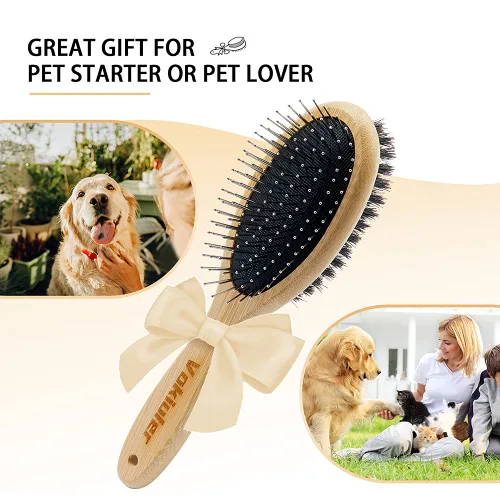 Miniatura 7 de Vokiuler - Cepillo para perros y gatos, cepillo de cerdas de doble cara y alfiler para mascotas para el aseo de perros, cepillo de cerdas de jabalí
