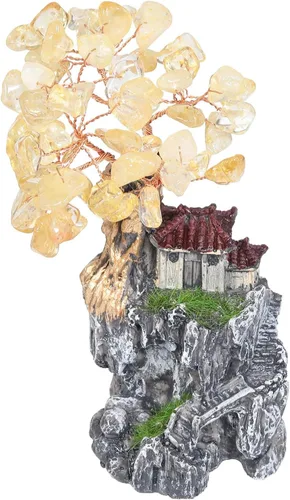 Miniatura 11 de rockcloud Casa de Montaña Interior Paisaje Amatista Cristal Árbol del Dinero Feng Shui Bonsái Ornamento Decoración del Hogar