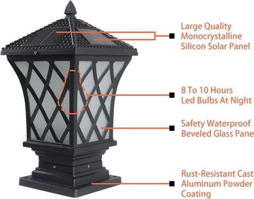 Miniatura 5 de Kendal Lámpara solar grande para exteriores con tapa LED, resistente al agua (paquete de 2)