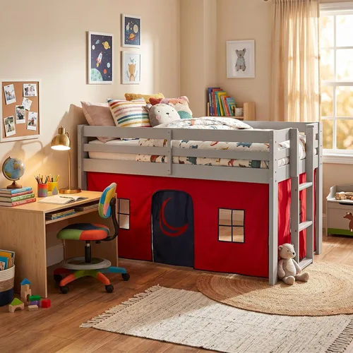 Miniatura 12 de Alaterre Furniture Jasper - Cama tipo loft junior individual, marco gris paloma y fondo de camuflaje gris