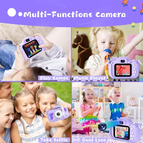 Miniatura 3 de Dwfit Cámara de selfie mejorada para niños, regalos de cumpleaños de Navidad para niños de 3 a 12 años, cámaras de video digitales HD para niños