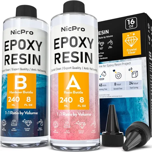 Miniatura 11 de Nicpro Kit de resina epoxi transparente de 1 galón, sin amarillamiento y sin burbujas, resina segura para alimentos para revestimiento y fundición