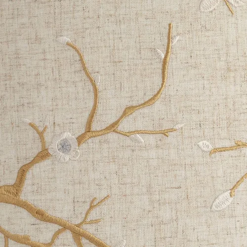 Miniatura 2 de Juego de 2 pantallas de lámpara de impresión de tambor de tapa dura (premontada), flor de ciruela beige, grande, 12 pulgadas, parte superior x 14