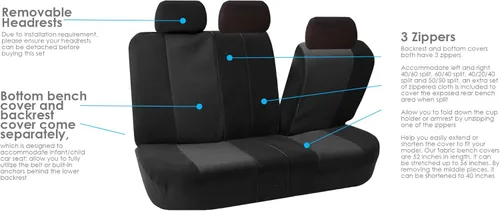 Miniatura 5 de FH Group Fundas de Asiento de Automóvil Juego Completo de Tela - Ajuste Universal, Fundas de Asiento Automotrices, Fundas de Asiento Delantero de 1