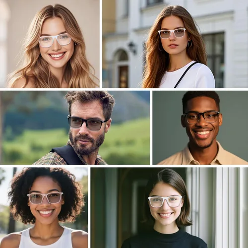 Miniatura 5 de Lentes inteligentes para hombres y mujeres, gafas Bluetooth de oreja abierta con altavoz, lentes que cambian de color de luz azul, control táctil