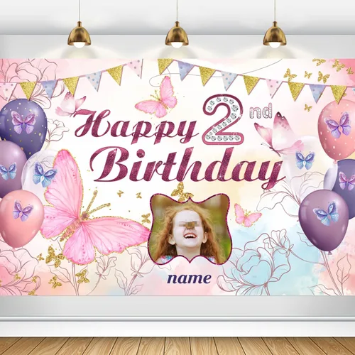 Miniatura 8 de Cartel personalizado de decoración de 2º cumpleaños con foto y nombre personalizados Personalizado-2º Coche