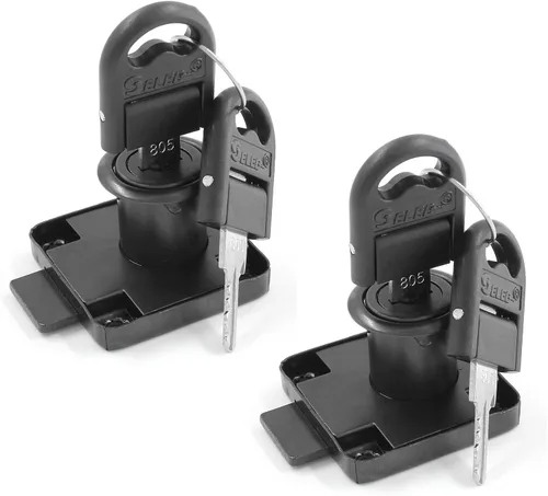 Miniatura 5 de BokWin Cerradura de cajón de gabinete de 2 piezas, para buzón y escritorio (aleación de zinc, negro, diámetro del agujero de 0.748 in, 4 llaves)