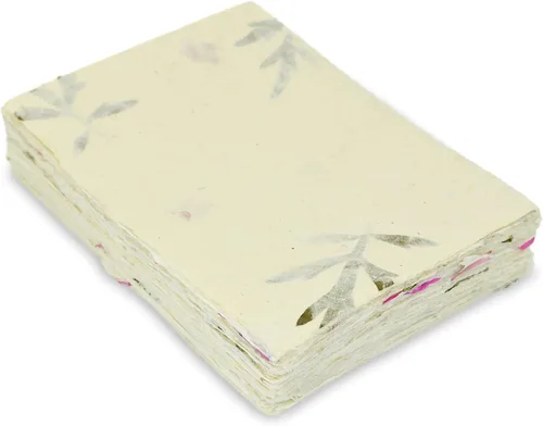 Miniatura 6 de Cartulina Lokta hecha a mano de 5 x 7 pulgadas, papel con pétalo de buganvilla y hojas de Titepati. para papelería vintage, impresión e invitaciones