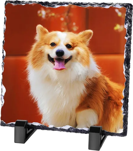Marco de fotos personalizado de pizarra de roca, placa de piedra personalizada para perros, regalos conmemorativos para la pérdida de perro, regalos