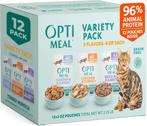 Miniatura 8 de Optimeal Comida húmeda para gatos sin grano en sobres – Carne de res y conejo en salsa sabrosa, alto contenido en proteínas y tiernos trozos ricos