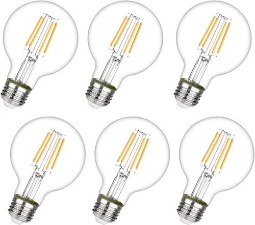 Paquete de 6 bombillas Edison vintage G25, bombillas LED E26 regulables, 6 W equivalentes a 60 W, bombillas decorativas redondas LED transparentes