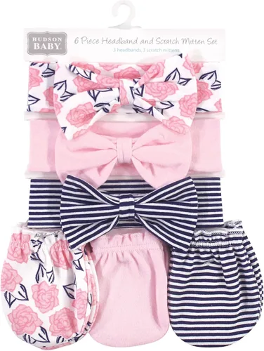 Miniatura 26 de Hudson Baby Conjunto de diadema de algodón y manoplas para rascar para bebé