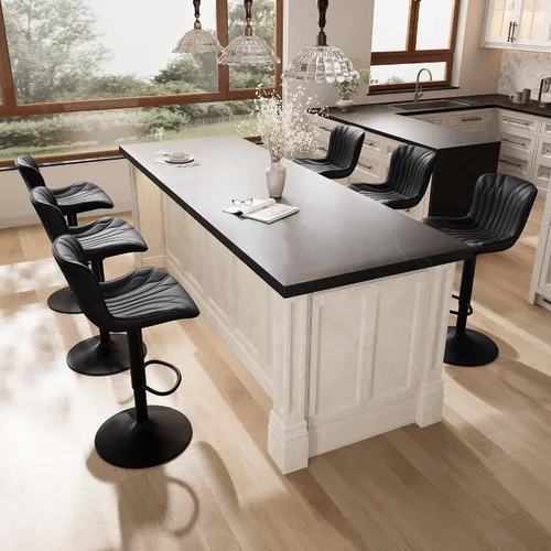 Miniatura 12 de YOUNIKE Juego de 2 taburetes de bar marrones modernos giratorios de altura de mostrador con respaldo alto ajustable para cocina, taburetes de bar