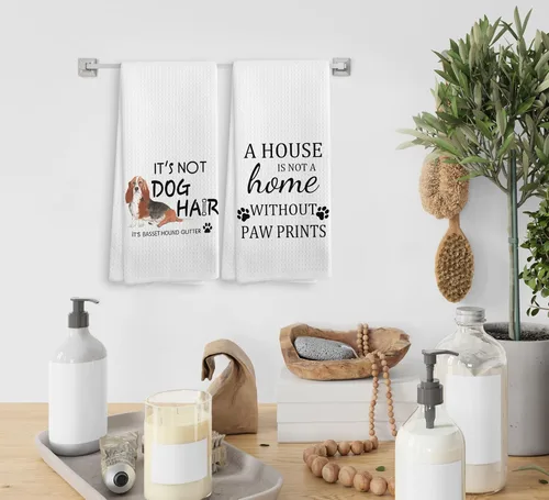 Miniatura 4 de Basset Hound Dog - Juego de 2 toallas de cocina y paños de cocina, decoración de perro, regalos de Basset Hound para mujeres, 16 x 24 pulgadas