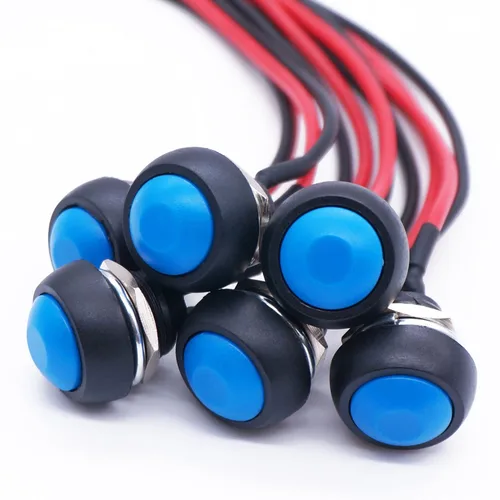 Miniatura 15 de Twidec/6 piezas de interruptores de botón momentáneo SPST AC250V/3A AC125V/6A mini apagado(encendido) en negro + rojo con cables presoldados Negro
