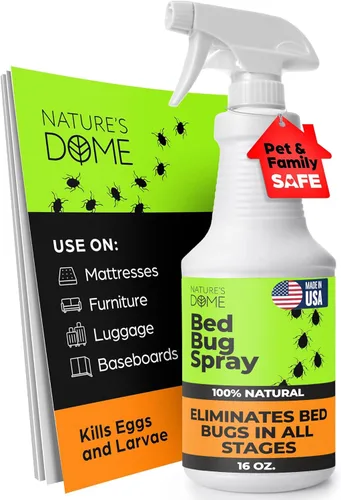 Nature's Dome Aerosol para chinches – 100% tasa de muerte, 16 onzas natural mata insectos y ácaros, destruye huevos, mata cepas resistentes,