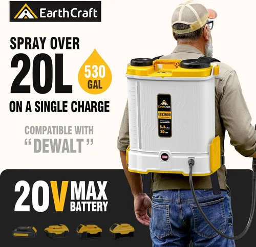 Miniatura 2 de Pulverizador de mochila a batería de 5.3 galones compatible con batería DeWalt de 20 V (no incluida), equipado con sistema de mezcla, rociador