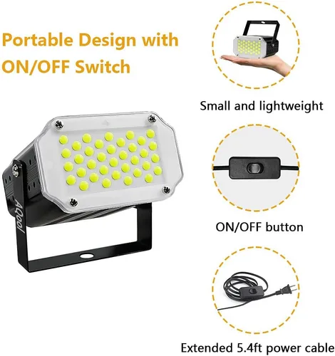 Miniatura 4 de Luz estroboscópica de Halloween, 36 luces LED estroboscópicas blancas superbrillantes, activadas por sonido y control de velocidad de flash, mini