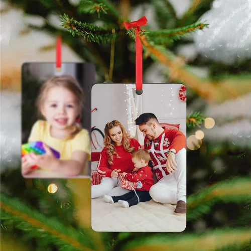 Miniatura 4 de Adornos de Navidad personalizados para la familia con foto - Adornos personalizados con foto y texto para árbol de Navidad 2025, decoración de árbol