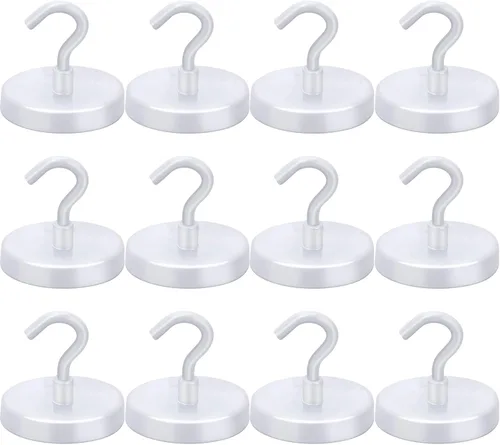 Miniatura 36 de LOVIMAG - Ganchos magnéticos, imanes de 30 libras con ganchos para crucero, ganchos magnéticos negros para colgar, refrigerador, aula, nevera