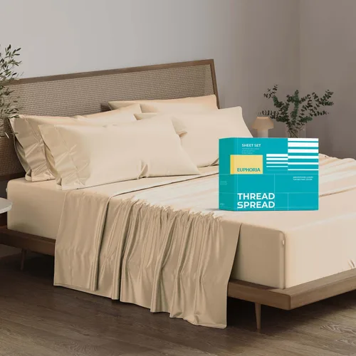 Miniatura 52 de THREAD SPREAD Sábanas 100% Algodón Egipcio Tamaño Twin - 800 Alto Número de Hilos 3 Piezas Sábanas Twin Extra Largas para Dormitorio, Bolsillo