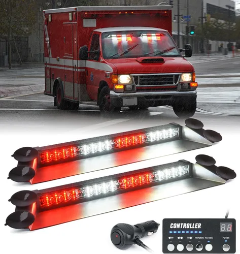 Miniatura 8 de LUMENIX Barra de luces estroboscópicas de emergencia LED para salpicadero con controlador, parabrisas, visera, advertencia de seguridad, luz