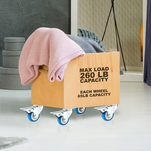 Miniatura 3 de 12 Ruedas de placa giratoria, poliuretano azul, 1,500 libras de capacidad, Azul