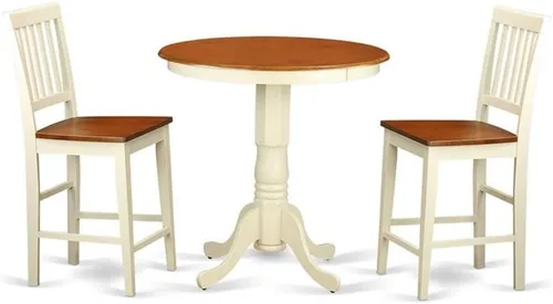 Miniatura 8 de East West Furniture EDVN5-WHI-W - Juego de mesa de comedor de 5 piezas de altura para encimera de cocina, incluye una mesa redonda de madera