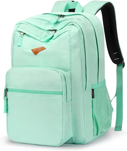 Miniatura 17 de ZORFIN - Mochila de 26 litros para la escuela, universidad y viajes, impermeable, con 8 compartimentos, Verde militar, Moderno