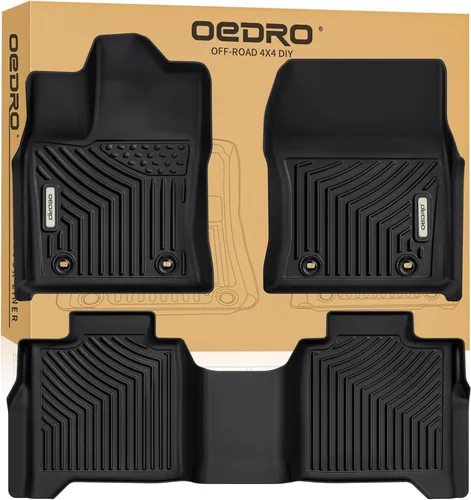 Miniatura 11 de OEDRO Alfombrillas compatibles con Toyota Tundra CrewMax Cab 2014-2021, juego de revestimientos delanteros y de segunda fila de ajuste personalizado