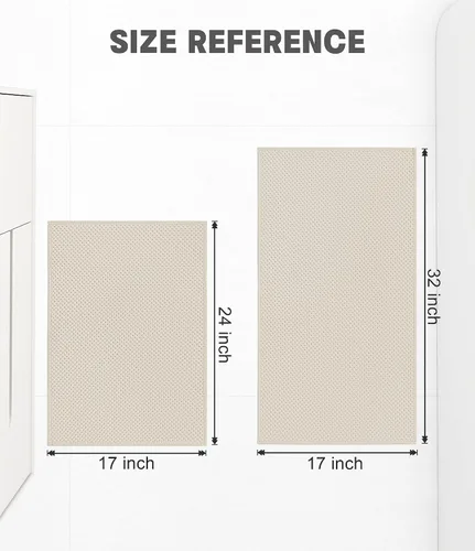 Miniatura 2 de YIHOUSE Juego de 2 tapetes de baño ultrafinos de secado rápido, tapete de baño absorbente para baño, antideslizante, lavable a máquina (beige)