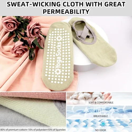 Miniatura 33 de Calcetines de yoga con agarre antideslizante para mujer, talla única, para fitness, deporte, danza de calcetines