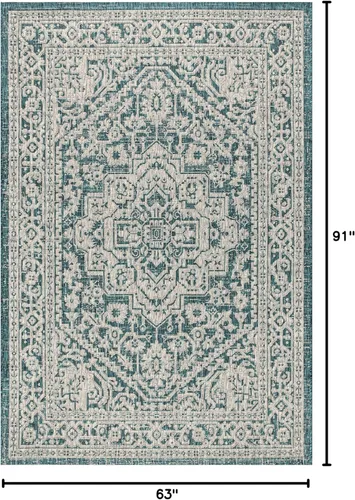 Miniatura 141 de Eyely BMS101D-28 - Alfombra de pasillo con textura de medallón de Santa Mónica Slesi, para interiores y exteriores, estilo costero, bohemio, Gris