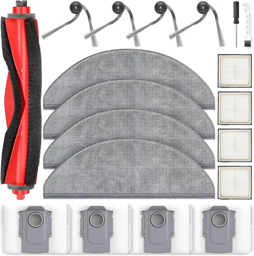 Miniatura 10 de Kit de repuesto de 26 piezas para aspiradora robot Q10 S5+, 2 cepillos principales, 4 filtros HEPA, 6 almohadillas para trapeador, 6 cepillos